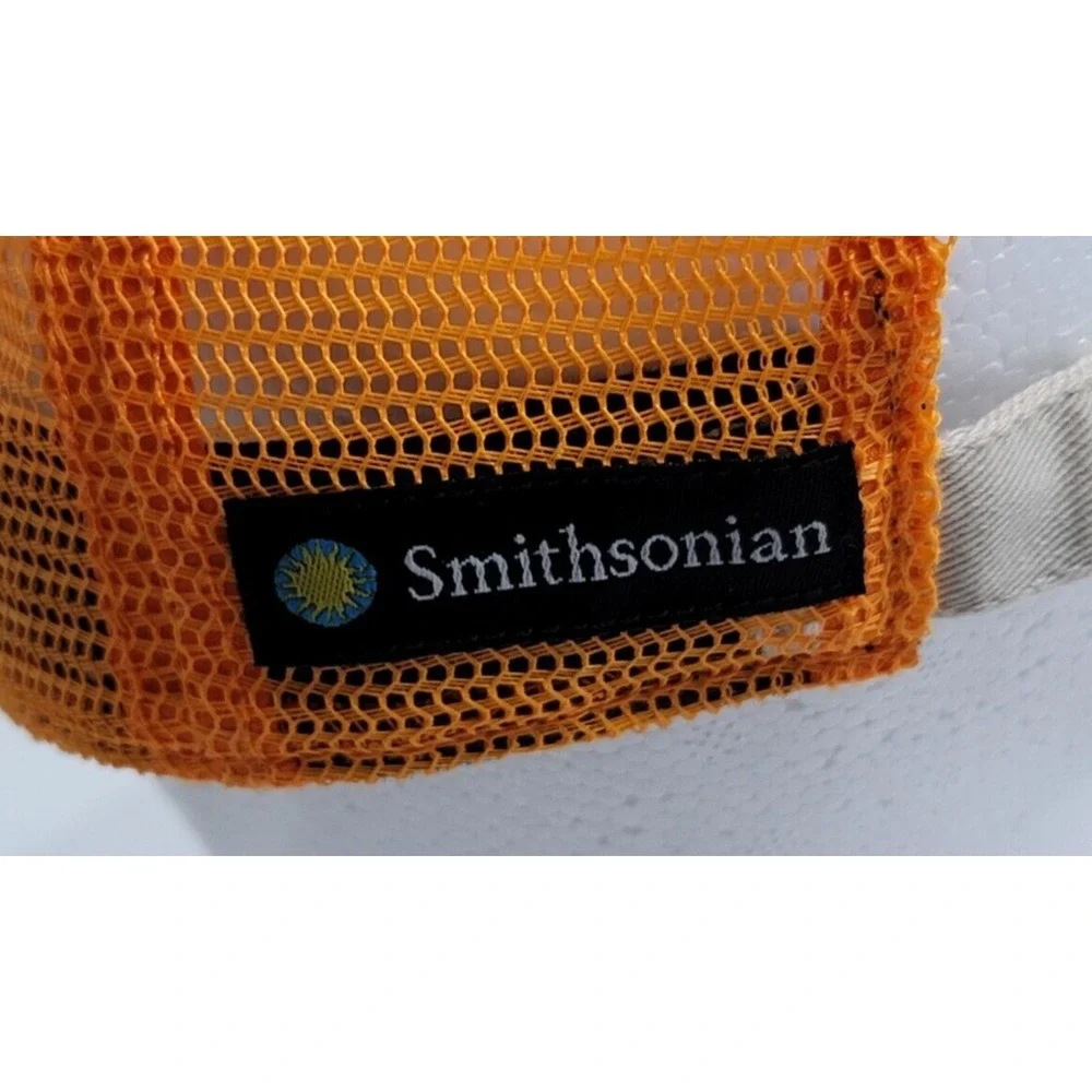 Save The Bees Adjustable Strap Trucker Mesh Cap Hat Smithsonian Orange Logo